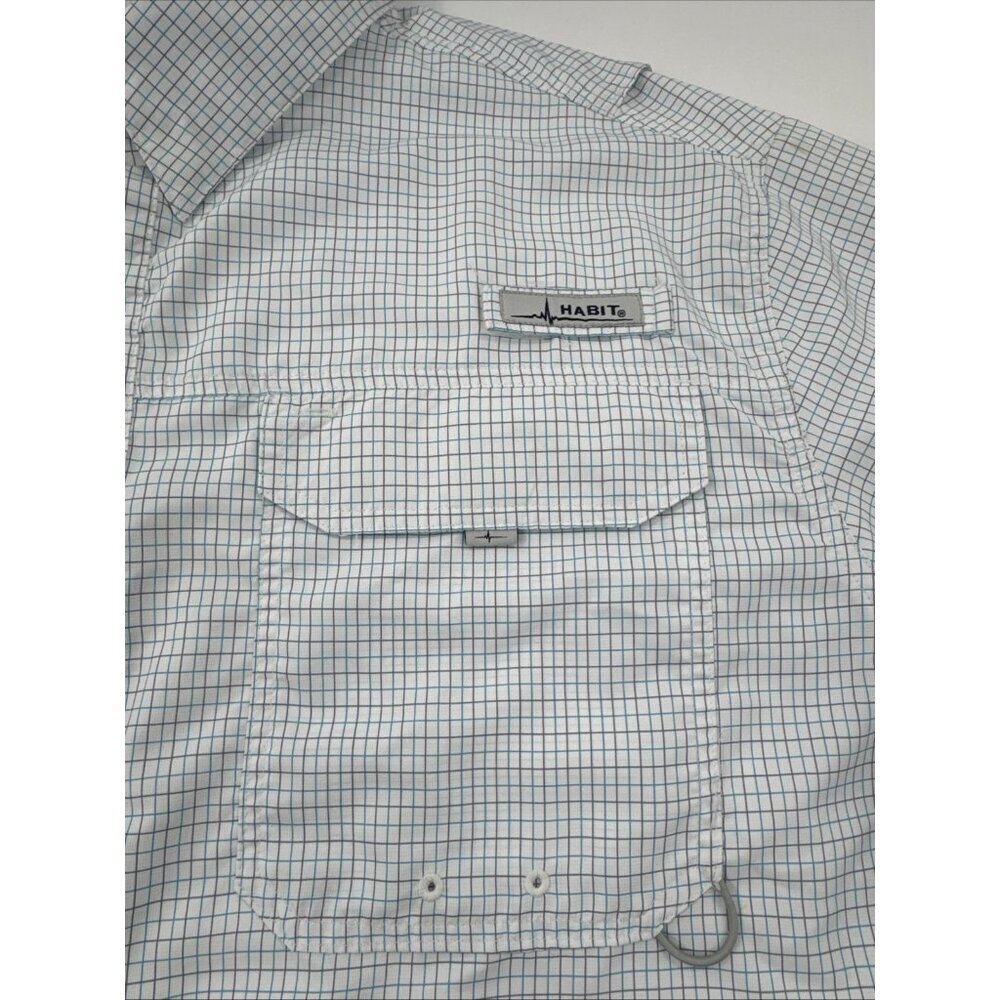 Performance Hiking Shirt Mens 2XL Blue Check Long Sleeve Button Fishing Vented - Picture 4 of 12